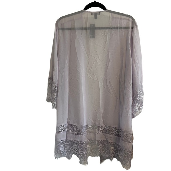 TORRID Chiffon Kimono with Lace Trim in Iris Purple Sz 1X Plus NWT Boho Festival - Picture 9 of 10